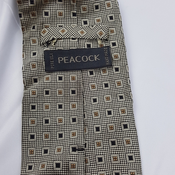 Peacock Blue and Gold executive silk TIE - Picture 3 of 8